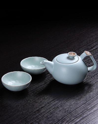 汝窑旅行茶具一壶两杯套组 三款雅器，随时开启茶香之旅